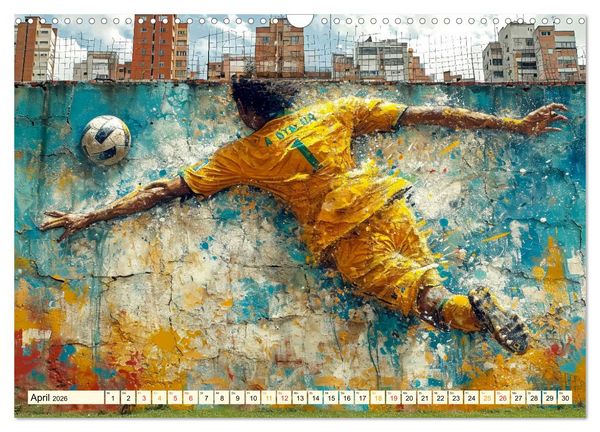 Produktbild: Fu&szlig;ball Graffiti - sportliche Kunst (Wandkalender 2026 DIN A3 quer), CALVENDO Monatskalender