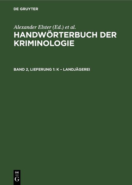 Produktbild: Handw&ouml;rterbuch der Kriminologie / K &ndash; Landj&auml;gerei
