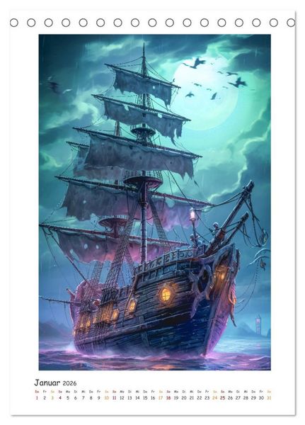 Produktbild: Piratenschiffe (Tischkalender 2026 DIN A5 hoch), CALVENDO Monatskalender