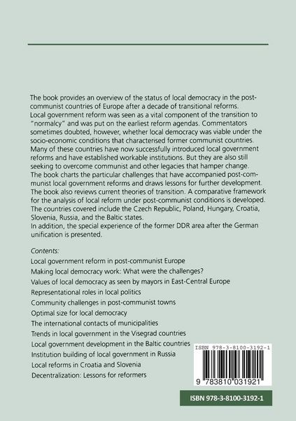 Produktbild: Local Democracy in Post-Communist Europe