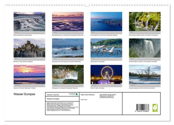Produktbild: Wasser Europas (hochwertiger Premium Wandkalender 2027 DIN A2 quer), Kunstdruck in Hochglanz