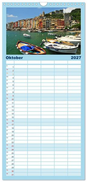 Produktbild: Familienplaner 2027 - Cinque Terre - die bunten D&ouml;rfer Liguriens mit 5 Spalten (Wandkalender, 21 x 45 cm) CALVENDO