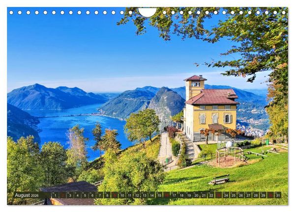Produktbild: Luganer See - Zwischen Schweizer und Italienischen Alpen (Wandkalender 2026 DIN A4 quer), CALVENDO Monatskalender