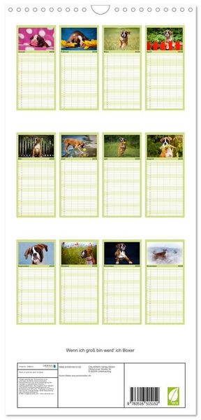 Produktbild: Familienplaner 2026 - Wenn ich gro&szlig; bin werd' ich Boxer mit 5 Spalten (Wandkalender, 21 x 45 cm) CALVENDO
