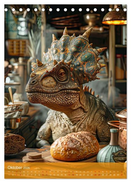 Produktbild: Dinos unterwegs: Urzeitriesen erkunden unsere Welt (Tischkalender 2026 DIN A5 hoch), CALVENDO Monatskalender