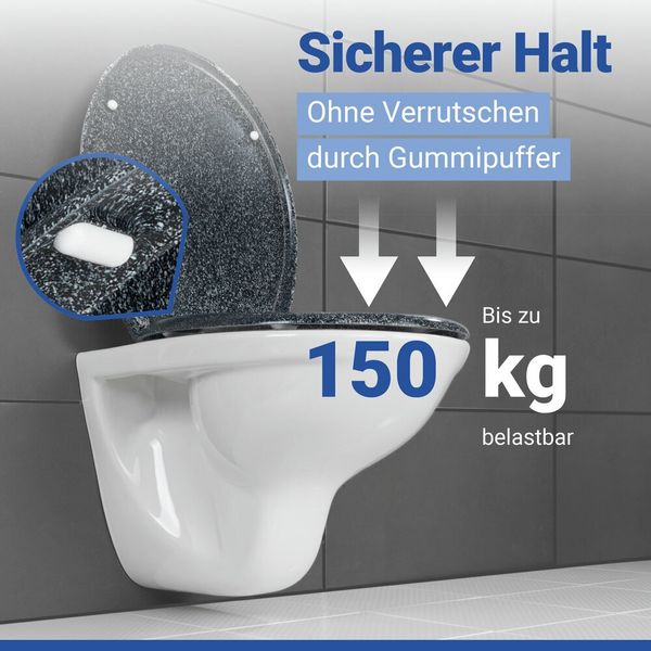 Produktbild: WC Sitz Mod. Ottana Granit, Toilettendeckel mit Absenkautomatik
