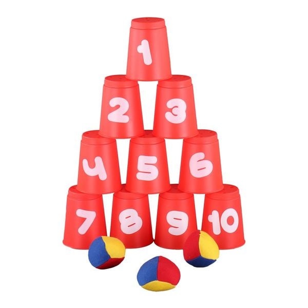 Produktbild: Idena Ballwurfspiel 10 Becher und 3 B&auml;llen