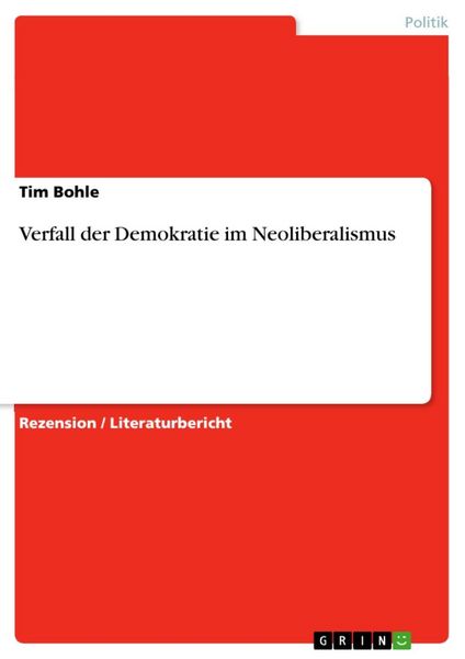 Produktbild: Verfall der Demokratie im Neoliberalismus