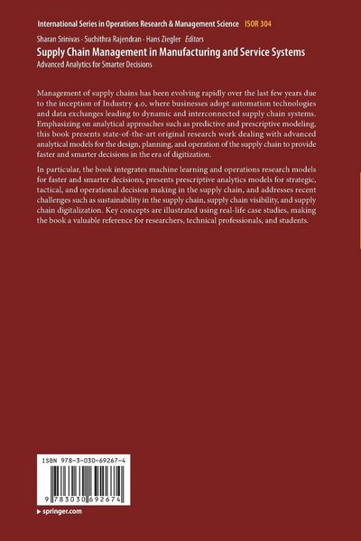 Produktbild: Supply Chain Management in Manufacturing and Service Systems