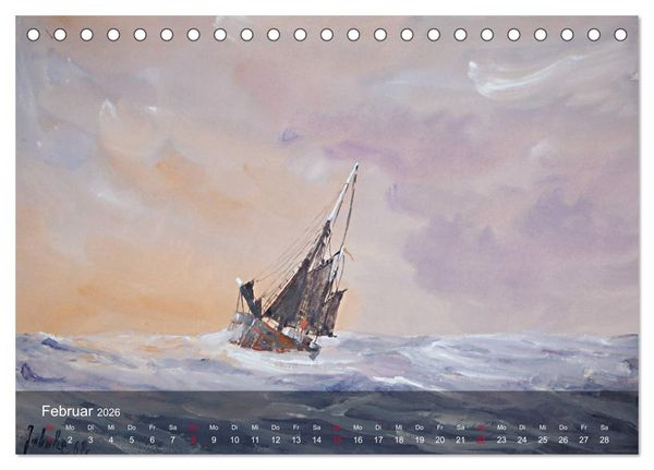 Produktbild: Segel am Horizont - Marinemaler Alfred Jahnke (Tischkalender 2026 DIN A5 quer), CALVENDO Monatskalender