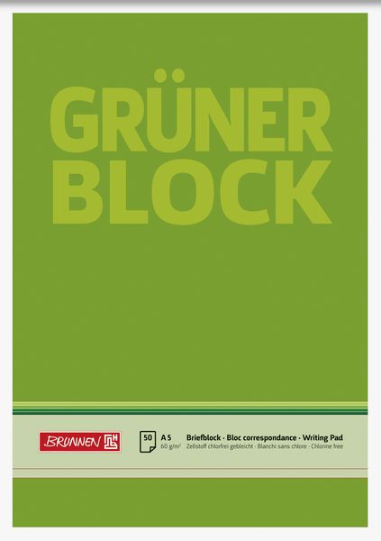 Produktbild: Brunnen Briefblock A5 60g Gr&uuml;n unlin