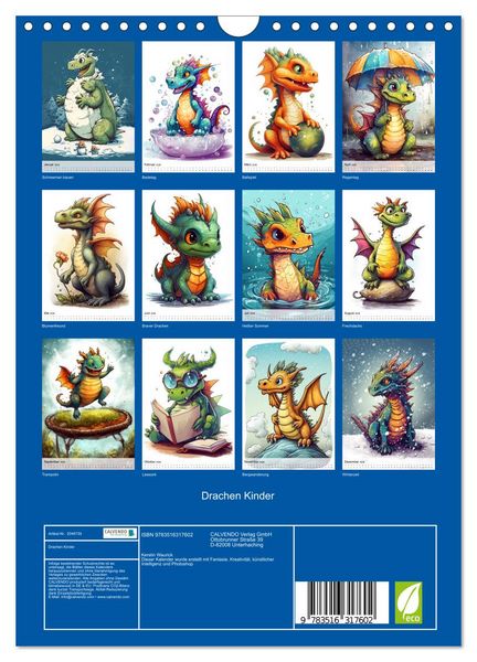 Produktbild: Drachen Kinder (Wandkalender 2026 DIN A4 hoch), CALVENDO Monatskalender
