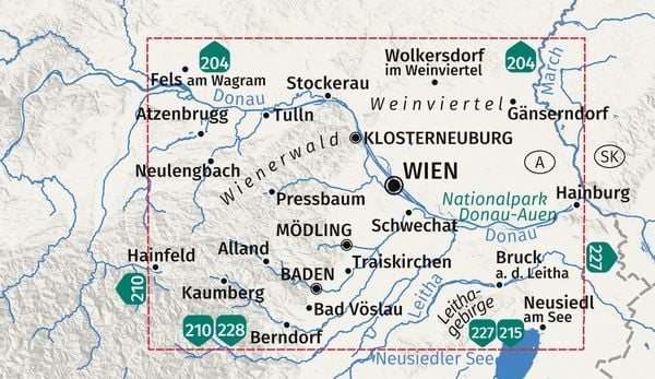 Produktbild: KOMPASS Wanderkarten-Set 205 Wien und Umgebung (2 Karten) 1:50.000