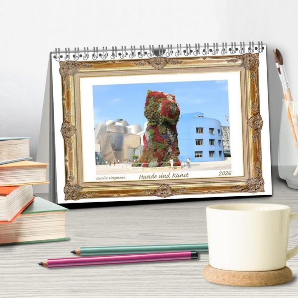 Produktbild: Hunde sind Kunst (Tischkalender 2026 DIN A5 quer), CALVENDO Monatskalender