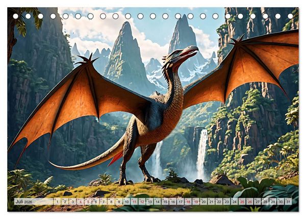 Produktbild: Dinosaurier - die Welt der Urzeitgiganten (Tischkalender 2026 DIN A5 quer), CALVENDO Monatskalender