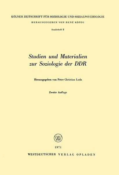 Produktbild: Studien und Materialien zur Soziologie der DDR