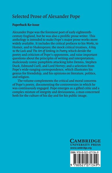 Produktbild: Selected Prose of Alexander Pope