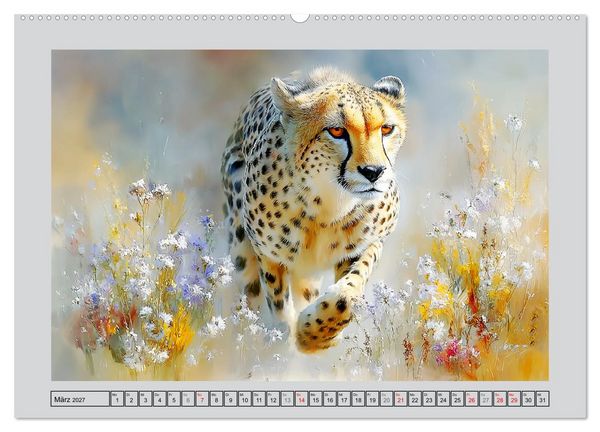 Produktbild: Geparden. Eleganz zwischen Speed und Stille (hochwertiger Premium Wandkalender 2027 DIN A2 quer), Kunstdruck in Hochglanz