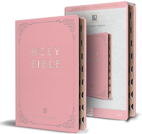 Produktbild: KJV Holy Bible, Large Print Handy Size Format, Pink Premium Imitation Leather with Ribbon Marker, Red Letter, Thumb Index