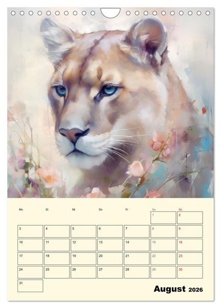Produktbild: Raubkatzen. Zauberhafte Aquarelle (Wandkalender 2026 DIN A4 hoch), CALVENDO Monatskalender