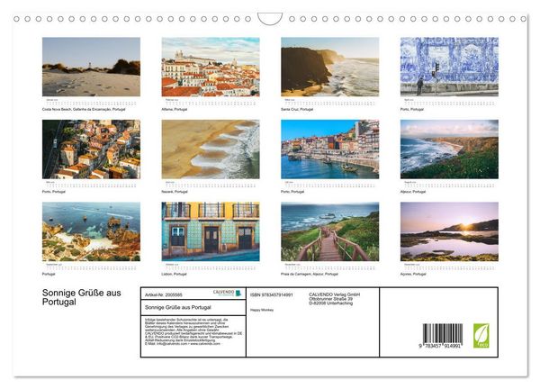 Produktbild: Sonnige Gr&uuml;&szlig;e aus Portugal (Wandkalender 2026 DIN A3 quer), CALVENDO Monatskalender