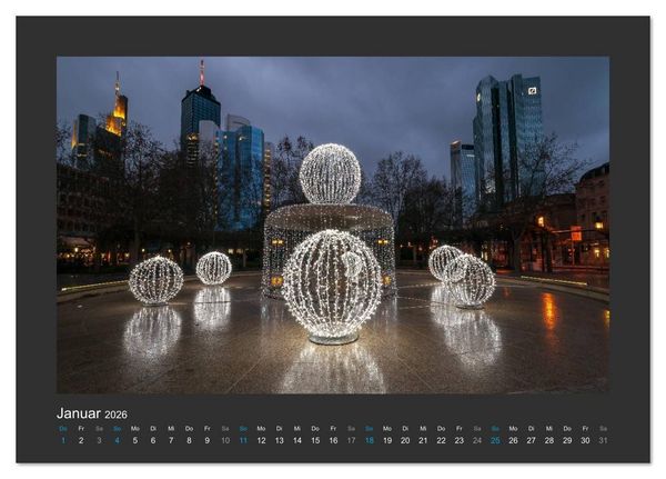 Produktbild: FRANKFURT - Nachtlichter 2026 (Tischkalender 2026 DIN A5 quer), CALVENDO Monatskalender