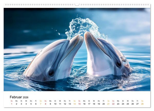 Produktbild: Delfine - Wellen K&uuml;nstler (hochwertiger Premium Wandkalender 2026 DIN A2 quer), Kunstdruck in Hochglanz