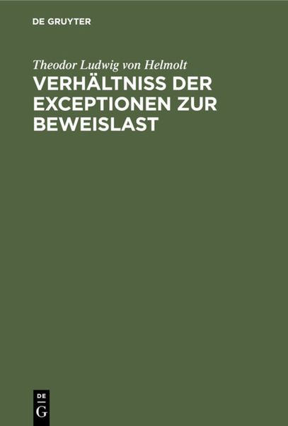 Produktbild: Verh&auml;ltni&szlig; der Exceptionen zur Beweislast