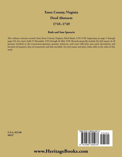 Produktbild: Essex County, Virginia Deed Book Abstracts, 1745-1749