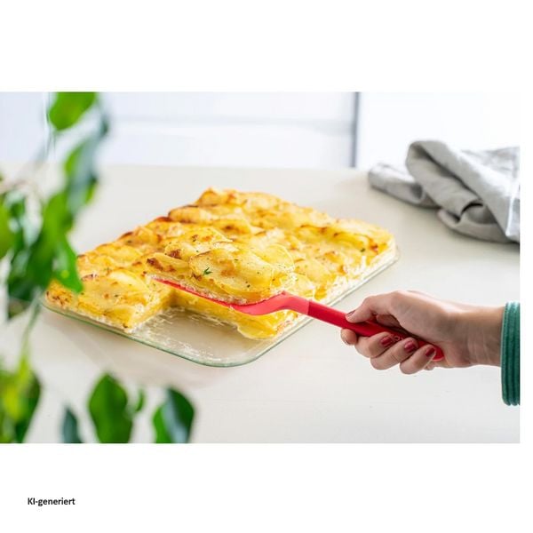Produktbild: Coox Auflaufform gro&szlig; mit Glas-Servierplatte Silikon Backform f&uuml;r Aufl&auml;ufe und Kuchen
