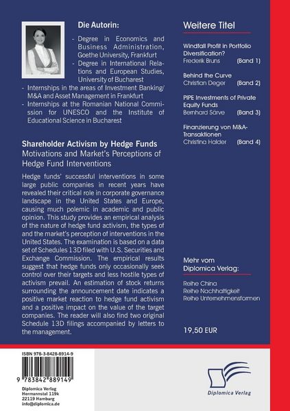 Produktbild: Shareholder Activism by Hedge Funds: Motivations and Market's Perceptions of Hedge Fund Interventions