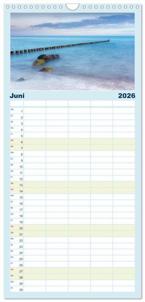 Produktbild: Familienplaner 2026 - Farben der Ostsee mit 5 Spalten (Wandkalender, 21 x 45 cm) CALVENDO