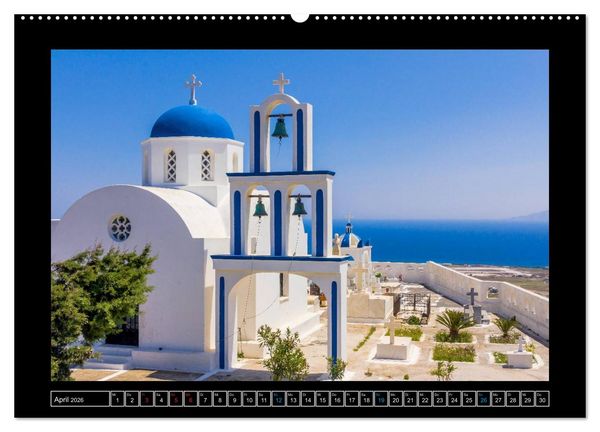 Produktbild: Kalimera Thira - Santorini, die sch&ouml;nste der Kykladen stellt sich vor (Wandkalender 2026 DIN A2 quer), CALVENDO Monatskalender
