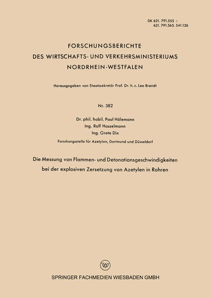 Produktbild: Die Messung von Flammen- und Detonationsgeschwindigkeiten bei der explosiven Zersetzung von Azetylen in Rohren