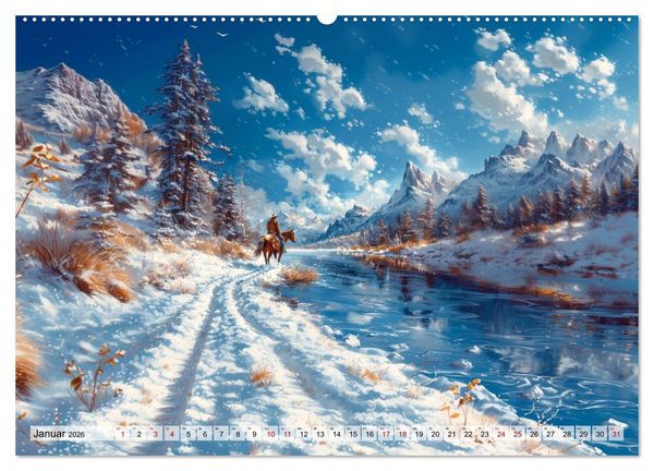 Produktbild: Pferde, Freiheit, Westernreiten (hochwertiger Premium Wandkalender 2026 DIN A2 quer), Kunstdruck in Hochglanz