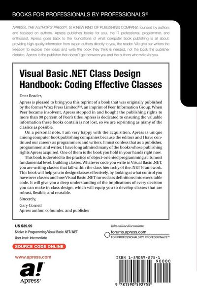 Produktbild: Visual Basic .NET Class Design Handbook