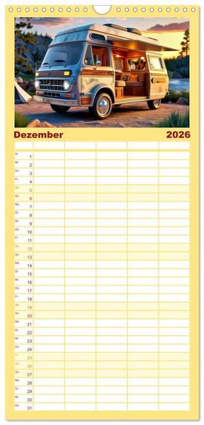 Produktbild: Familienplaner 2026 - Vanlife - Caravan Abenteuer mit 5 Spalten (Wandkalender, 21 x 45 cm) CALVENDO