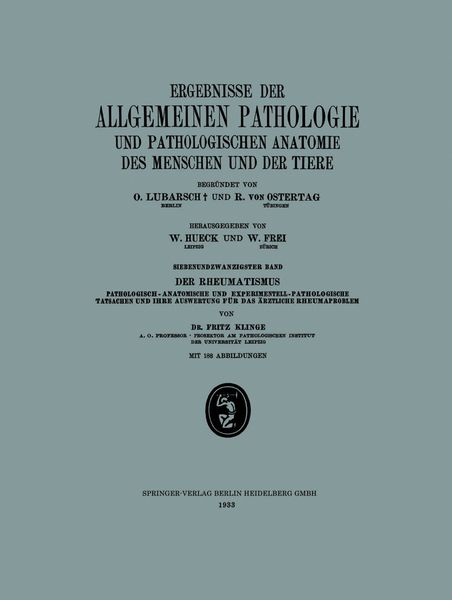 Produktbild: Ergebnisse der Allgemeinen Pathologie und Pathologischen Anatomie des Menschen und der Tiere