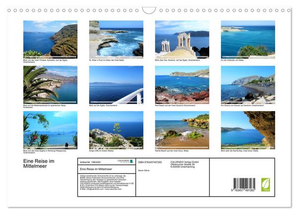 Produktbild: Eine Reise im Mittelmeer (Wandkalender 2026 DIN A3 quer), CALVENDO Monatskalender