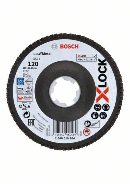 Bosch Accessories 2608619204 X-LOCK Fächerschleifscheibe Durchmesser 125 mm Bohrungs-Ø 22.23 mm 1 St.