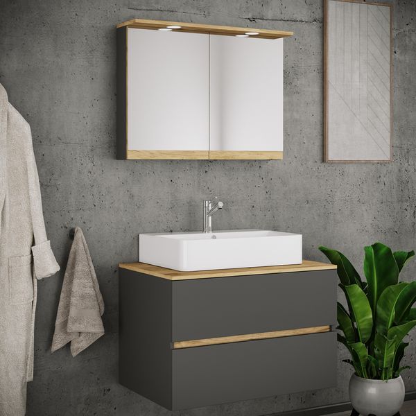 Produktbild: 3 tlg. Badm&ouml;bel-Set mit Waschbecken Cosila-A 80 cm