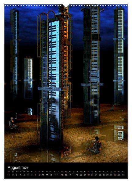 Produktbild: VIRTUAL MUSIC - Musikinstrumente in Hyperrealistischen Illustrationen (Wandkalender 2026 DIN A2 hoch), CALVENDO Monatskalender