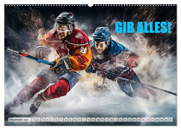 Produktbild: Eishockey und positive Gedanken (Wandkalender 2026 DIN A2 quer), CALVENDO Monatskalender