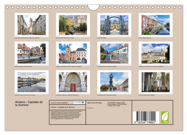 Produktbild: Amiens - Capitale de la Somme (Calendrier mural 2026 DIN A4 vertical), CALVENDO calendrier mensuel