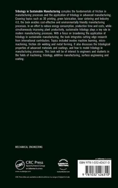 Produktbild: Tribology in Sustainable Manufacturing