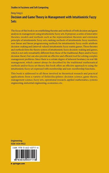 Produktbild: Decision and Game Theory in Management With Intuitionistic Fuzzy Sets