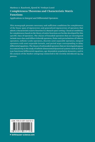 Produktbild: Completeness Theorems and Characteristic Matrix Functions