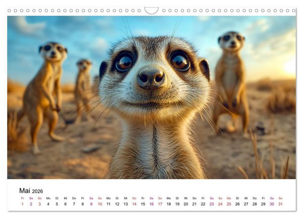 Produktbild: Erdm&auml;nnchen - coole Typen (Wandkalender 2026 DIN A3 quer), CALVENDO Monatskalender
