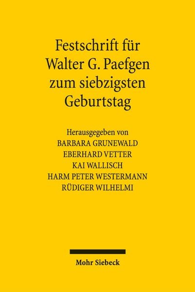 Produktbild: Festschrift f&uuml;r Walter G. Paefgen zum siebzigsten Geburtstag