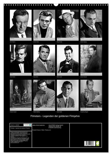 Produktbild: Filmstars - Legenden der goldenen Filmjahre (Wandkalender 2026 DIN A2 hoch), CALVENDO Monatskalender